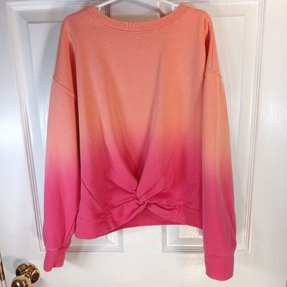 NWOT Gap Girls Pink Coral Waist Twist Pleat Sweatshirt Crewneck Size 10